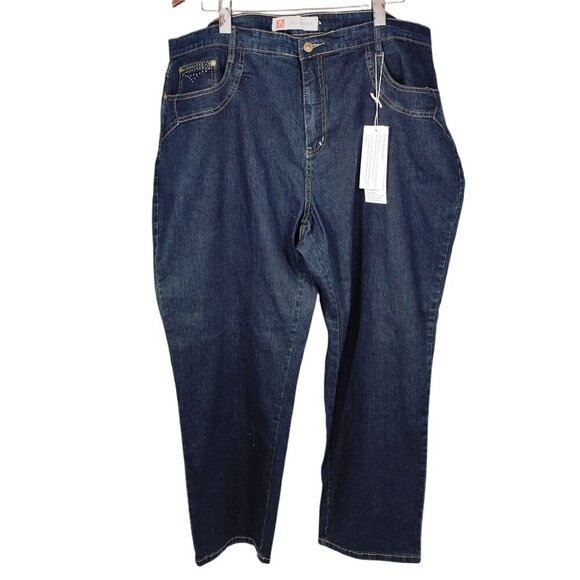 NEW COS Jeans‎ Embellished Pockets Dark Wash Women's Plus Size 22 W NWT - Picture 1 of 9